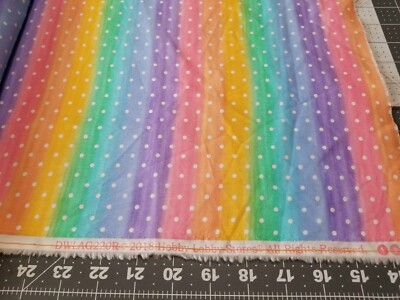 Pastel Rainbow Striped Dots Fabric Cotton 2 yards Hobby Lobby 2018
