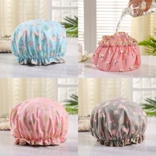 Printed Shower Cap Polyester Cotton Double-layer Waterproof Shower Cap 1pc