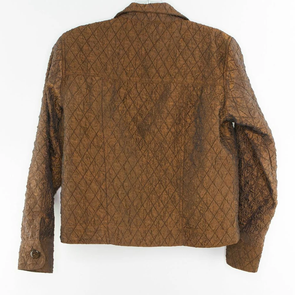 COLDWATER CREEK Women's Jacket XS Petite Diamond Quilted Button Down Copper - Image 2 of 4