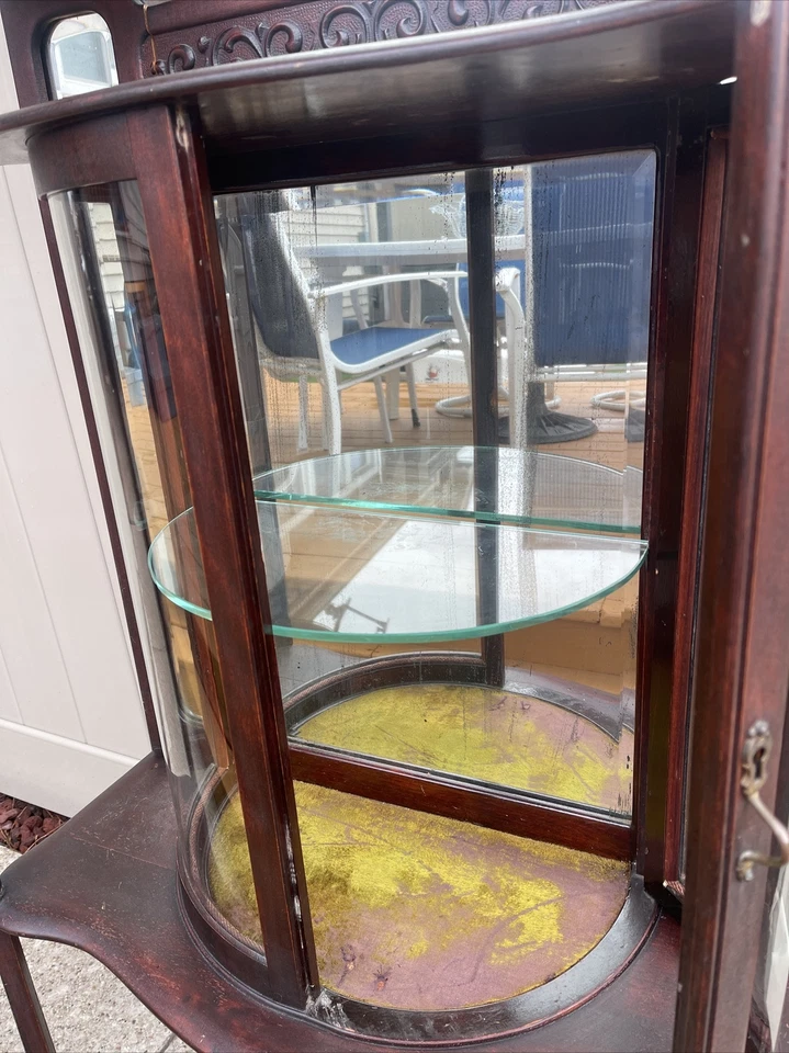 Antique Victorian Mahogany Etagere / Curio Shelves With Beveled Mirror - Image 4 of 4