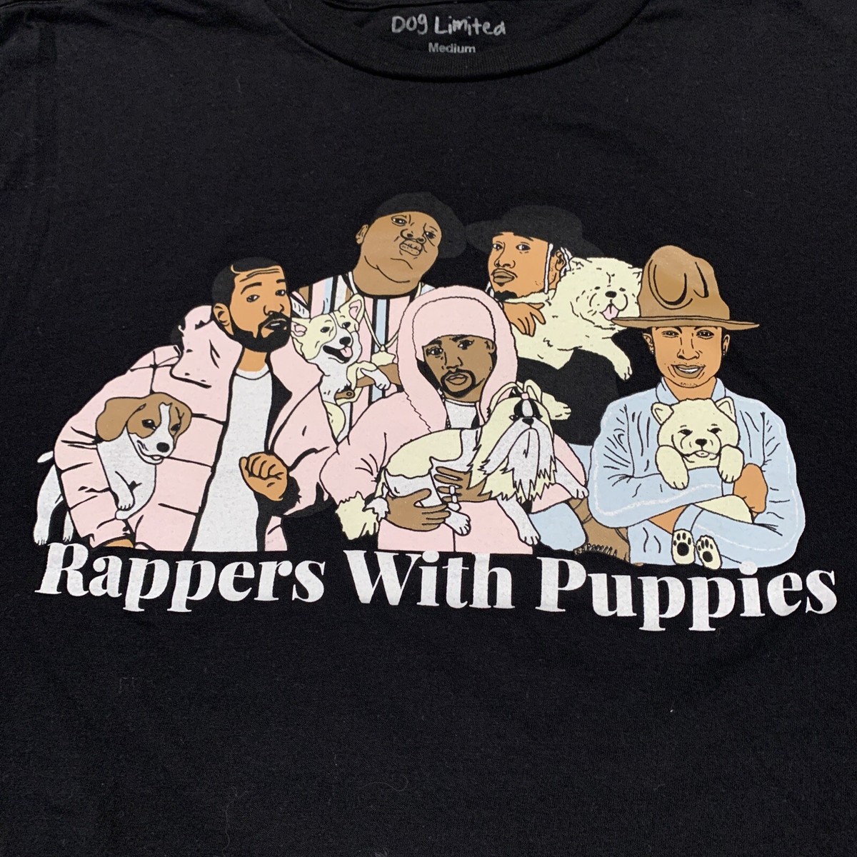 Dog Limited Rappers with Puppies Tee T-Shirt Black Biggie Kanye