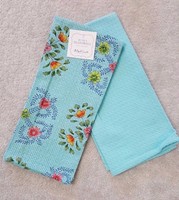 April Cornell Set Of Two Tea Towels Solid Aqua And Aqua Blue Floral 19 X 27 April Cornell Set Of Two Tea Towels Solid Aqua And Aqua Blue Floral 19 X 27