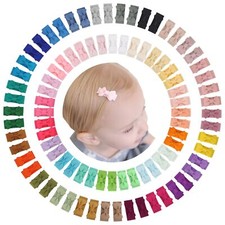 90PCS Mini Grosgrain Ribbon Snap Clips for Baby Toddler Infant Fine Hair