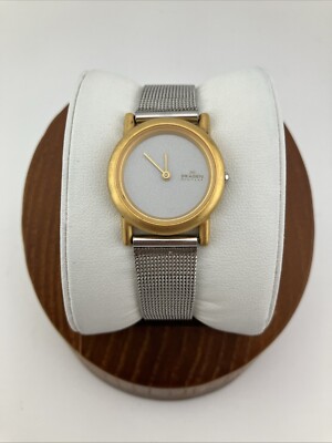Skagen Denmark Ladies 25mm Watch Slim Gold Silver Tone Mesh Band 4SGS  Runs