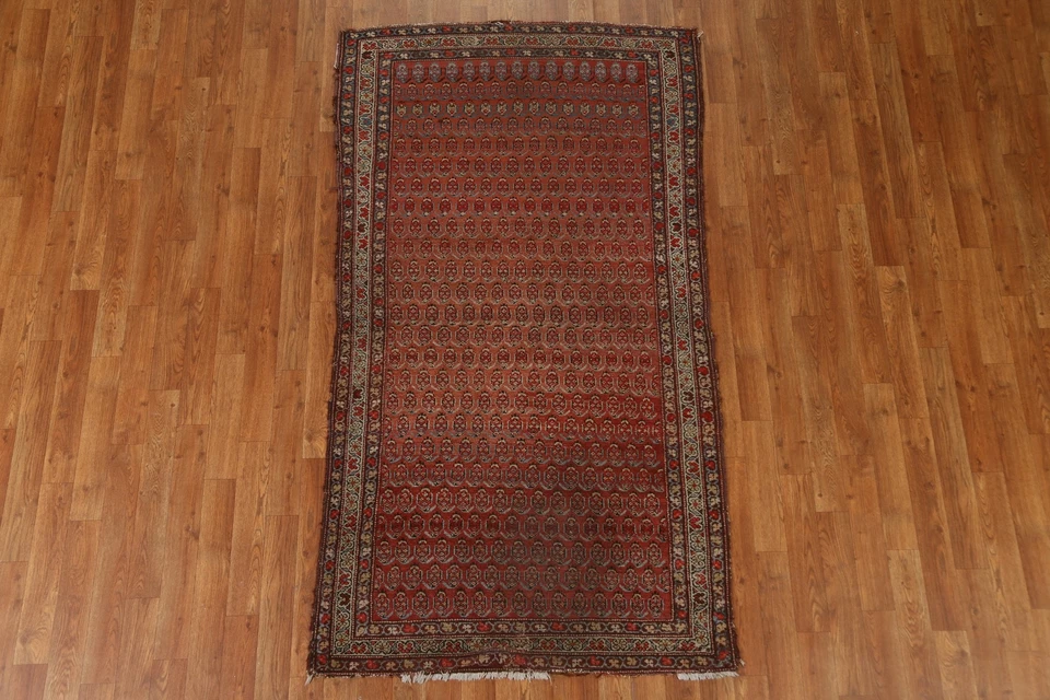 Pre-1900 Antique Hamedan Area Rug 3'x6' Vegetable Dye Hand-knotted - Image 3 of 4