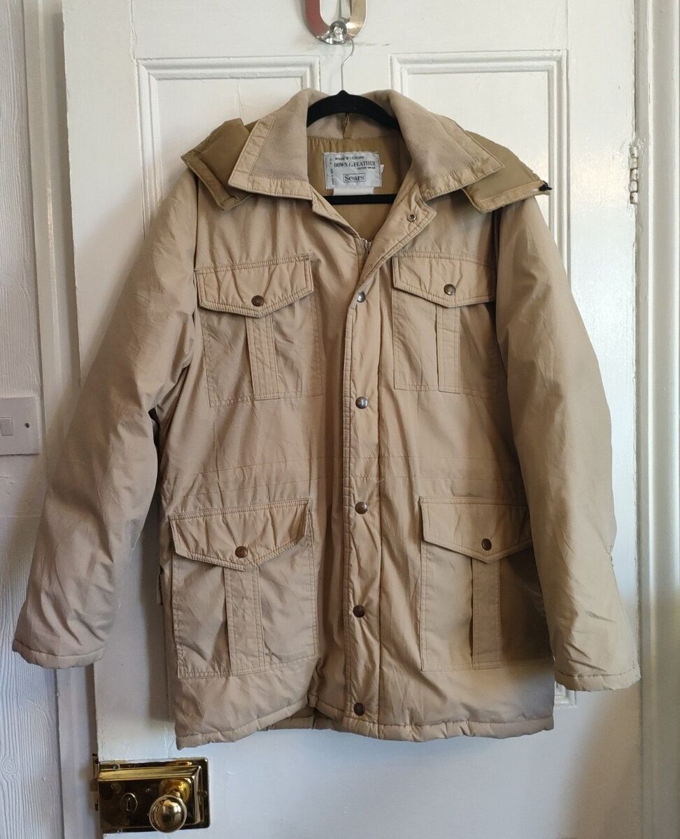 Genuine Vintage Sears Down and Feather Winter Jacket, Tan Genuine Vintage Sears Down and Feather Winter Jacket, Tan