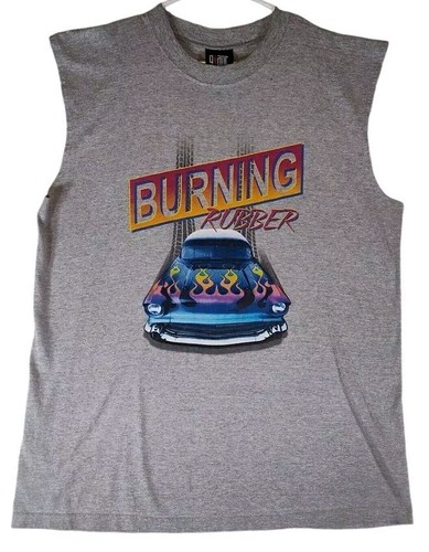 Vintage GIANT Single Stitch Burning Rubber Hot Rod Sleeveless T Shirt Large - 第 1/10 張圖片