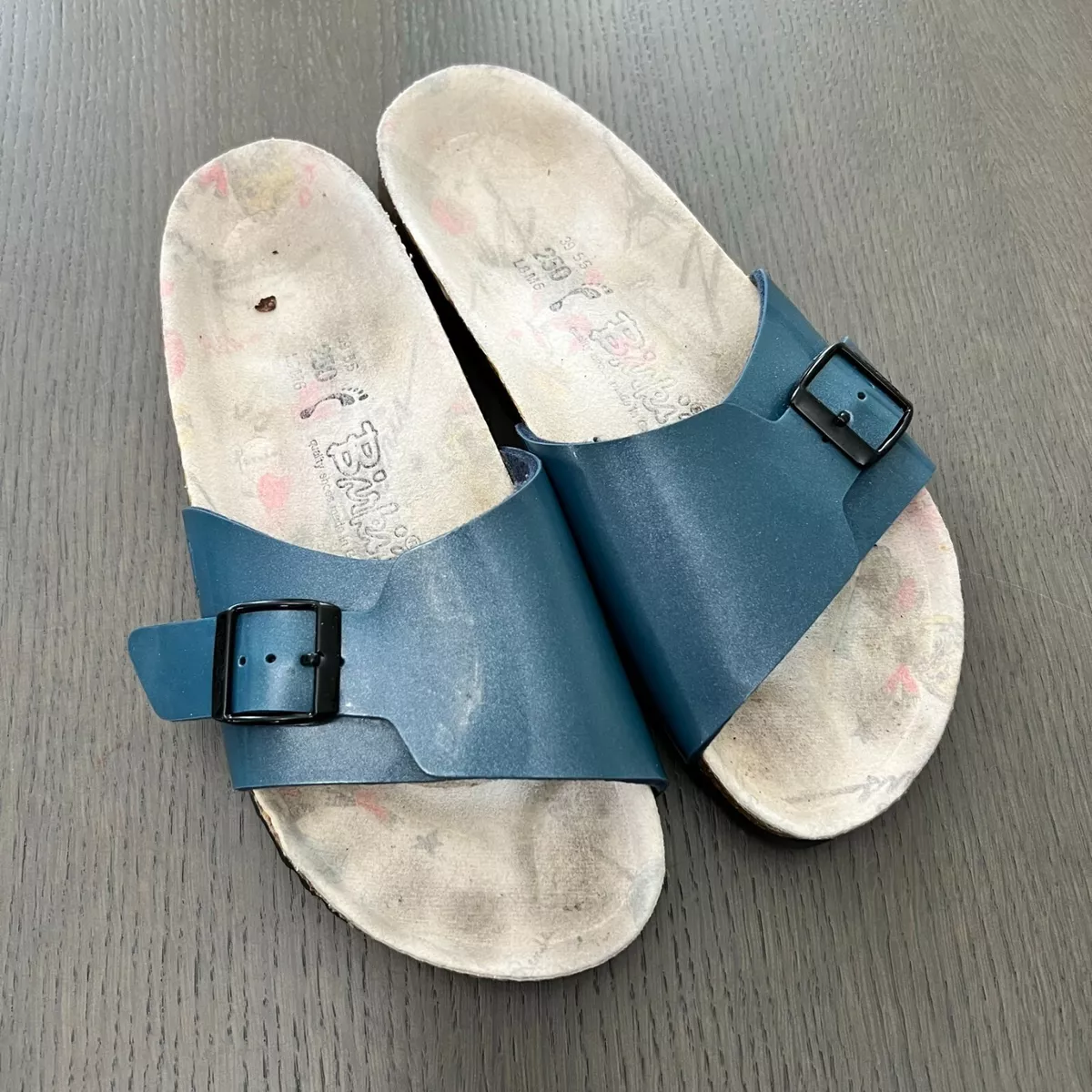 Birkenstocks Birkis Catalina Teal Blue One Strap Sandals Slides 39
