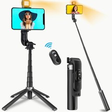 Selfie Stick Phone Tripod with Remote with LED Light for iPhone, Android, Travel