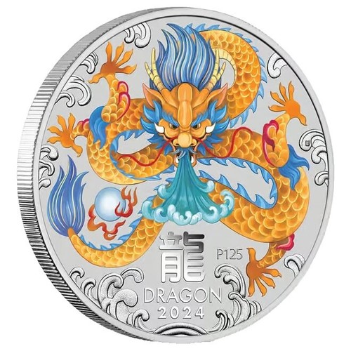 2005 5 Oz 999 Silver Gilt Australia $8 Lunar Year Of The