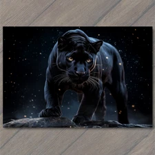POSTCARD Black Panther Silhouette Majestic Night Sky Starry Wilderness View