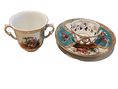 Helena Wolfsohn Dresden Porcelain Trembleuse Chocolate Cup and