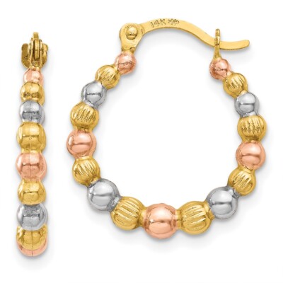 14k dreifarbige Gold Perlen Ohrringe Geschenk für Frauen 0,58 g
