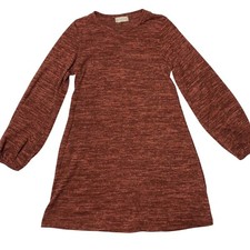 Altar'd State Balloon Sleeve A-Line Sweater Dress Heathered Oranges Medium