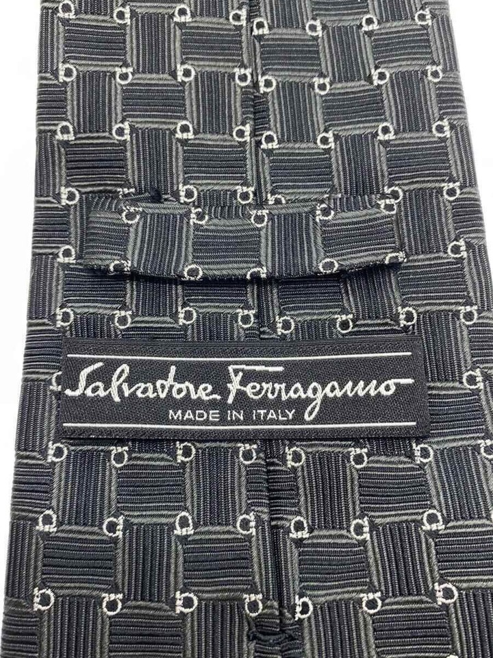 Salvatore Ferragamo Men's Silk Black Full Pattern Necktie Used eBay
