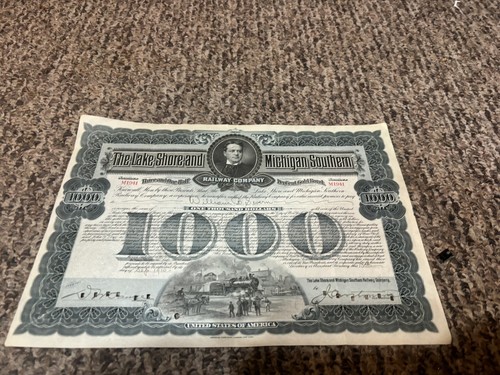 Lot of 5 Lake Shore and Michigan Southern Railway RR $1000 Gold Bonds 1910-17-18 - Picture 4 of 6
