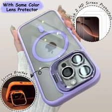 For iPhone 16 15 14 13 12 11 Pro Max Shockproof Mag Case + Lens Screen Protector