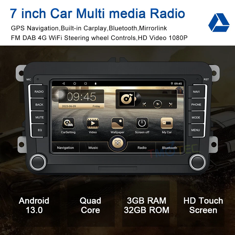 CarPlay DAB+ Android 13 Car Stereo For VW Passat CC Golf 5 Caddy Touran Polo EOS - Image 2 of 4