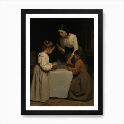 Mutter und Kind Gemälde Kunstdruck gerahmt Wandbild Poster Leinwanddruck Bild