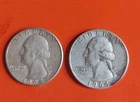 1964 and 1964D Washington Quarters 90% Silver 25¢ US Coins