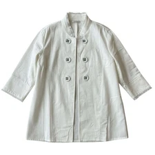 Multiples Women's 2XL White 3/4 Sleeve Stand Collar Jacket NEW