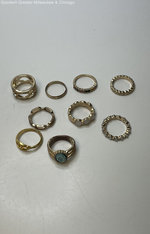Costume Gold Tone Faux Stone Variety Ring Lot 22.0g