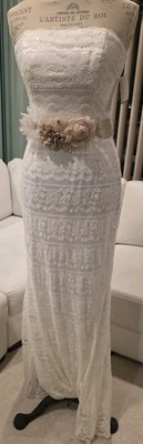 David's Bridal Galina Dress Ivory Sz 6 Strapless,Lace,Sequence Beautiful 