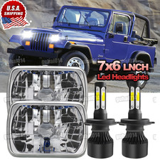 Pair 5x7 7x6 Led Headlights High Low Beam Drl For Jeep Wrangler Yj 1987-1995