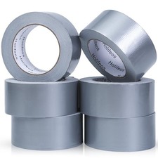 Silver Duct Tape - 6 Rolls, 2 Inch x 30 Yard Heavy Duty, Waterproof  No Resi...