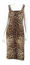 DOLCE & GABBANA X KIM $2,295 NWT Brown Leopard Print Silk Crepe Sheath Dress 46