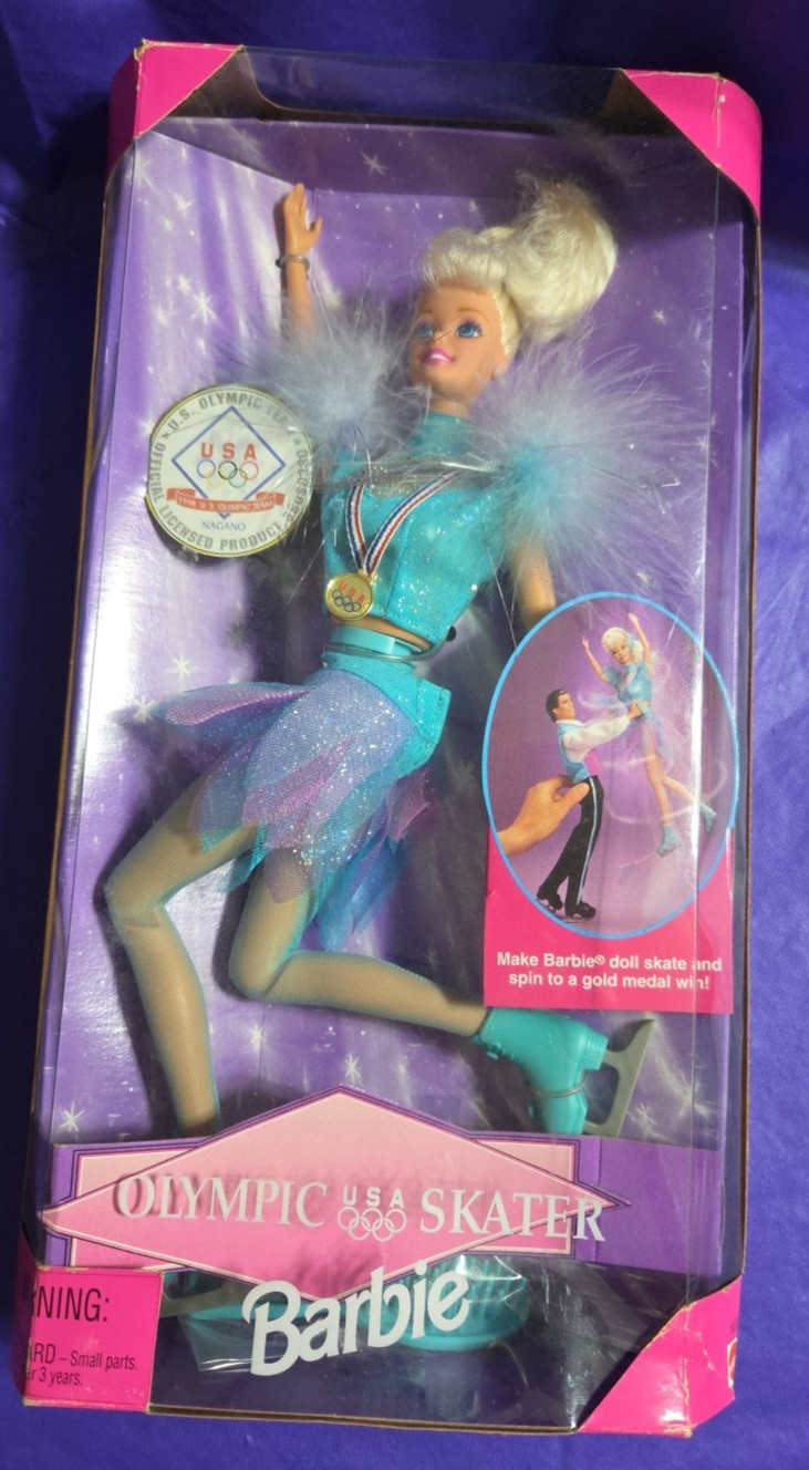 Mattel Barbie 1997 Olympic USA Skater #18501 Spin & Skate Blonde Ice Skate