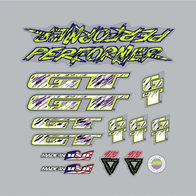 1993 GT BMX - Performer Decal set - For Black frame