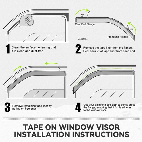 Adhesivo 3M 2 Viseras Ventanas Lluvia Sol Protector Viento Ventilaciones para Dodge Challenger 08-18 - Imagen 5 de 6