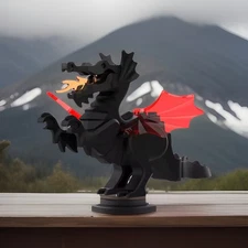 Lego Classic Black Dragon Figure w Red Wings, 6056 6076 6082 6087 Knight