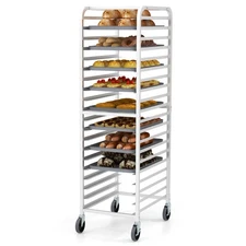 20-tier Bun Pan Speed Rack w/ Lockable Rubber Wheels 3" Spacing for Kitchen