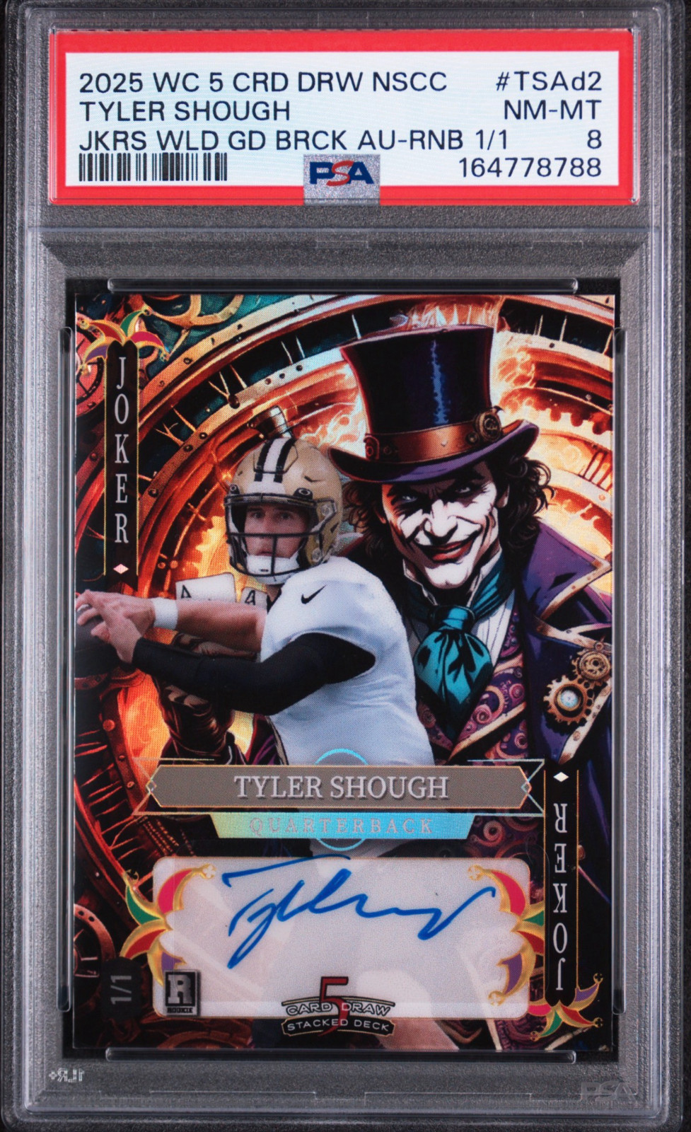 2025 WILD CARD TYLER SHOUGH 1/1 AUTO PSA POP1 RARE JOKER PRIZM CHROME GOLD VINYL
