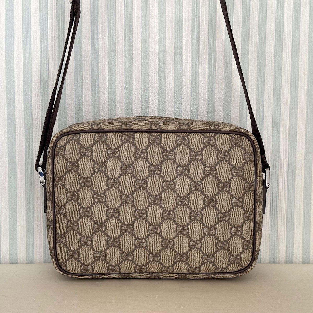 GUCCI 114291 GG Supreme Canvas Beige PVC Crossbody Unisex Shoulder