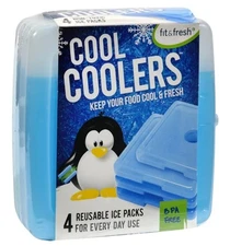 Factory Sealed 4 Cool Coolers Reusable Lunch Box Ice Packs 5 x 5 free shipping