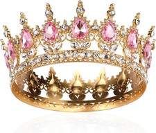 Vinjewelry Full Round Girls Bridal Crown Crystal Baroque Tiaras Sparkly...