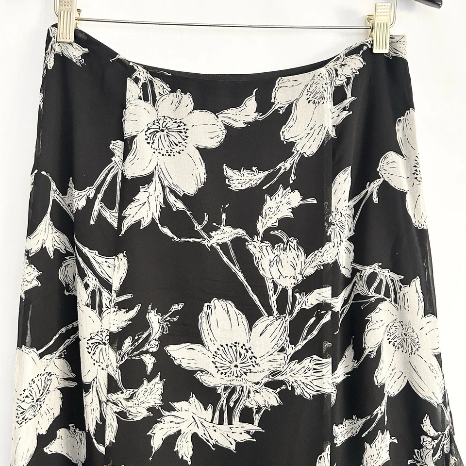 Vintage Y2K Silk Whimsigoth Fairy Grunge Midi Skirt Size 8 Ruffle Flowy Witchy - Image 2 of 4