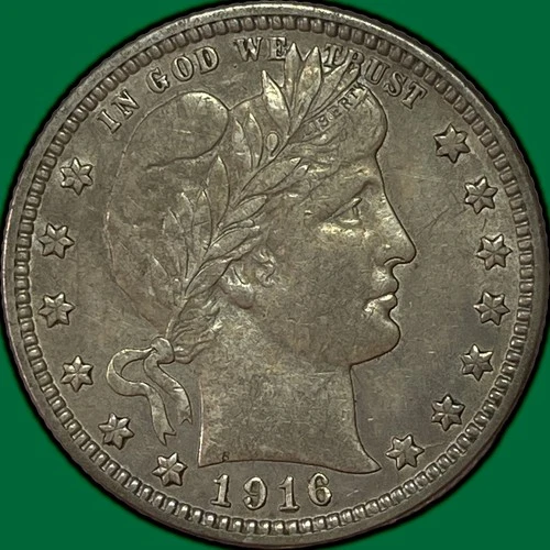 1916-D Barber Quarter Almost Uncirculated AU Coin #35186