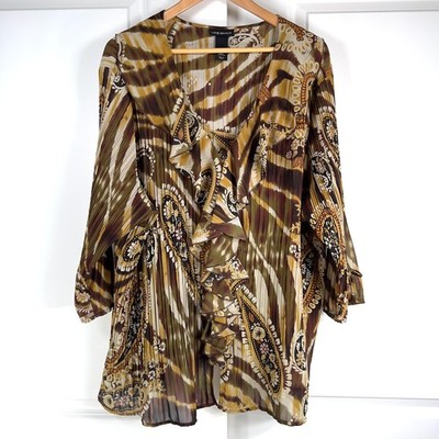 Lane Bryant Plus Size 26/28 Stretchy Blouse Shirt Top Paisley Boho