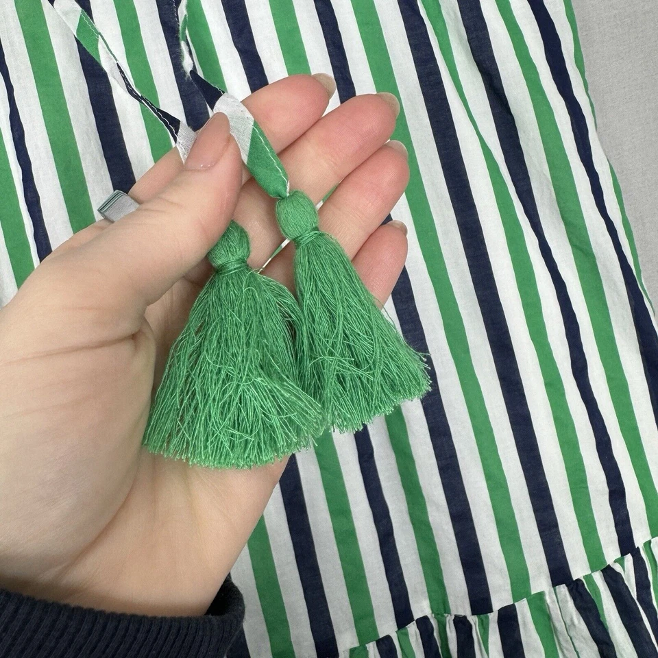 Vestido para mujer J.Crew M verde a rayas borla en capas midi costero playa náutico Foto 2 de 4