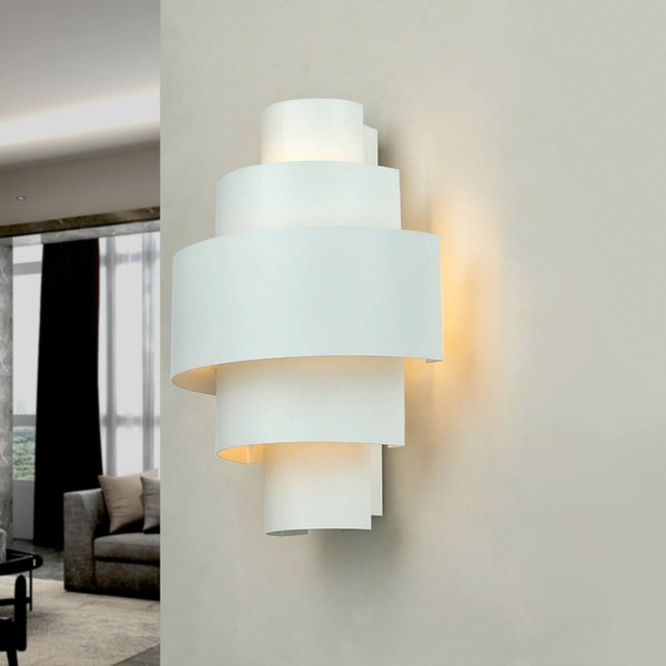 Wandleuchte E14 Lichtmuster Aluminium Weiß Wand Flur Treppenhaus Flur Blendarm-image