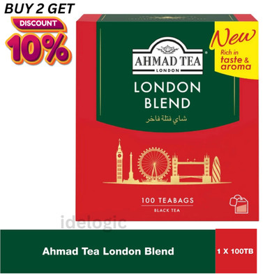 Ahmad Tea London Blend Black Tea - 100 Tagged Teabags Premium Full-Bodied Flavor