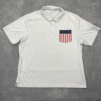 Puma Volition America Shirt Mens 2XL White America Flag Short Sleeve Golf