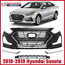 Front Bumper Cover Paintable & Grille Assembly Kit For 2018-2019 Hyundai Sonata