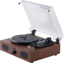 Vinyl Record Player Turntable with Built-in Bluetooth Receiver