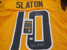 Steve Slaton signed West Virginia Mountaineers STATS jersey w/ Go Eers JSA COA