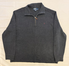 Polo Ralph Lauren Sweater Men  s XL Charcoal Micro Rib 1/4 Zip Pullover Vintage